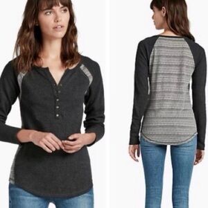 Lucky Brand Navy and Gray Long Sleeve Tee